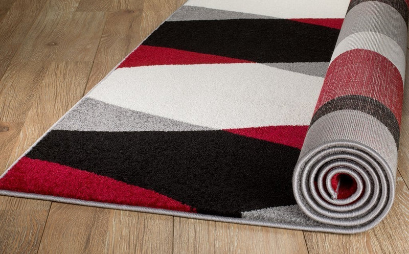 Ace Red Gray Abstract Contemporary Area Rugs