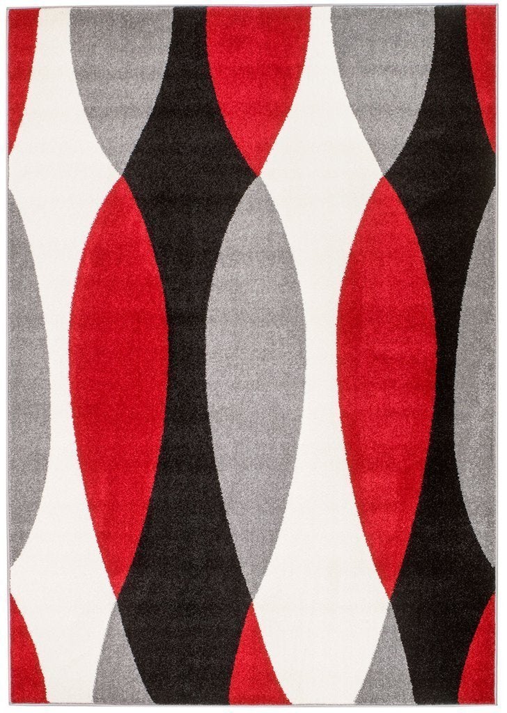 Ace Red Gray Abstract Contemporary Area Rugs