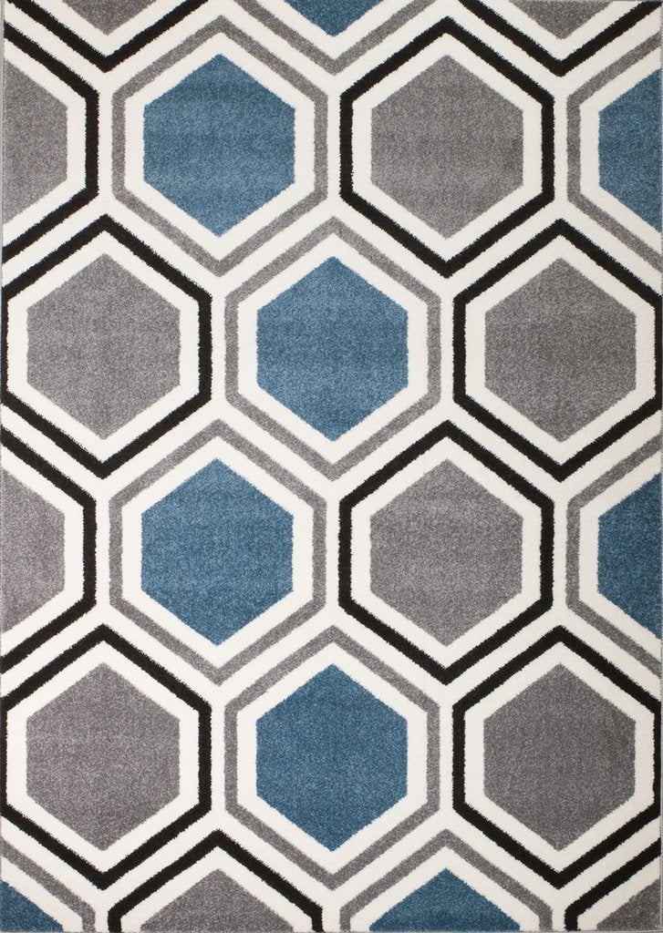 Saylor Light Blue Geometric Contemporary Area Rugs