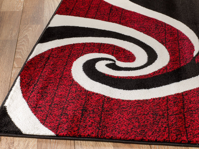 Grayson Red Black Abstract Contemporary Area Rugs