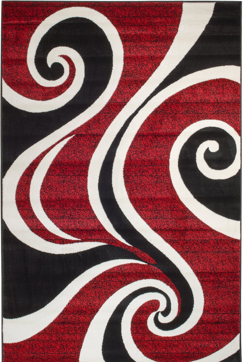 Grayson Red Black Abstract Contemporary Area Rugs