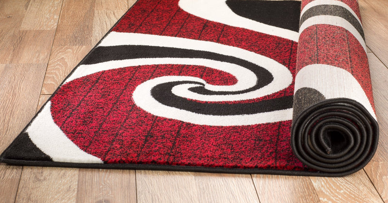 Grayson Red Black Abstract Contemporary Area Rugs