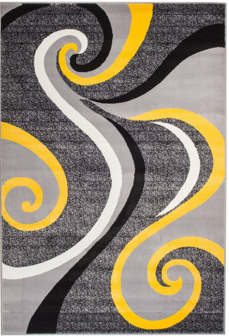 Grayson Yellow Gray Abstract Contemporary Area Rugs