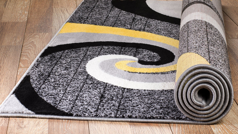 Grayson Yellow Gray Abstract Contemporary Area Rugs