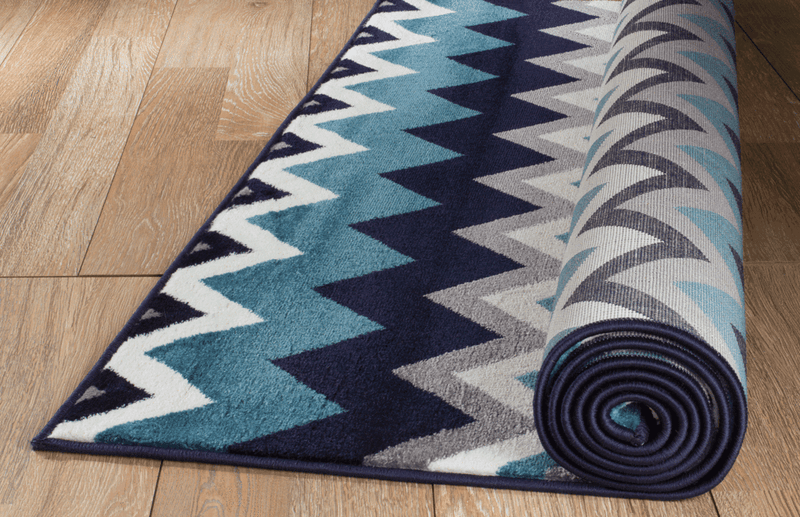 Titan Blue Gray Stripes Design Contemporary Area Rugs