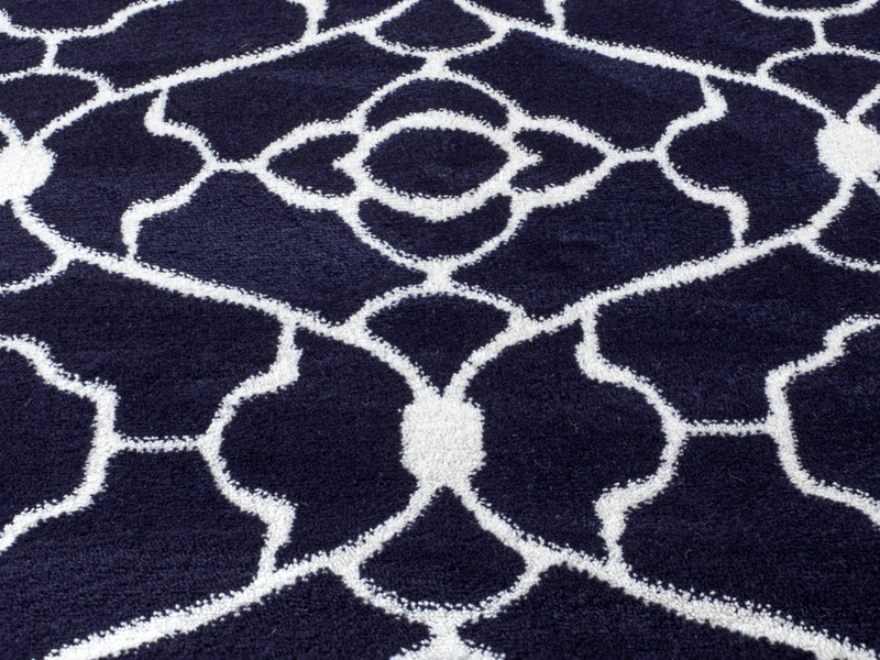 Jasmine Navy Blue Trellis Contemporary Area Rugs