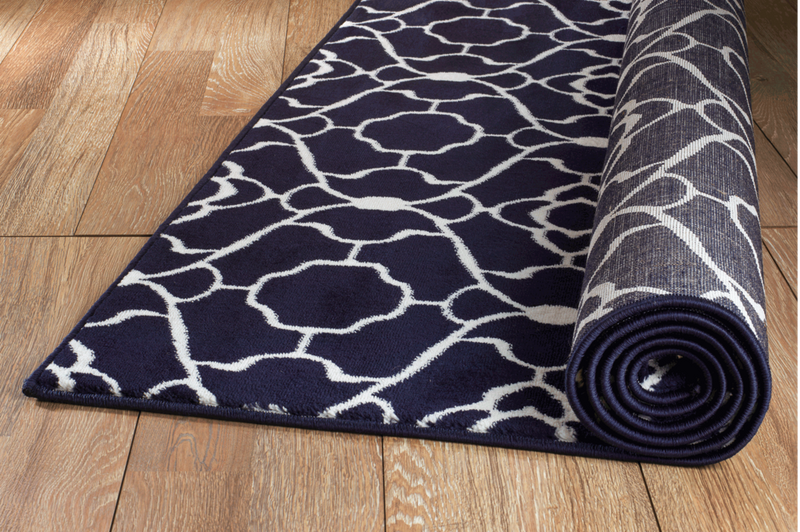 Jasmine Navy Blue Trellis Contemporary Area Rugs