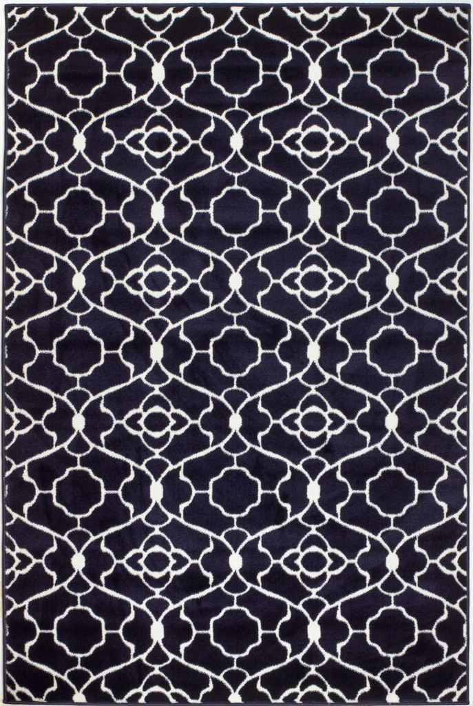 Jasmine Navy Blue Trellis Contemporary Area Rugs