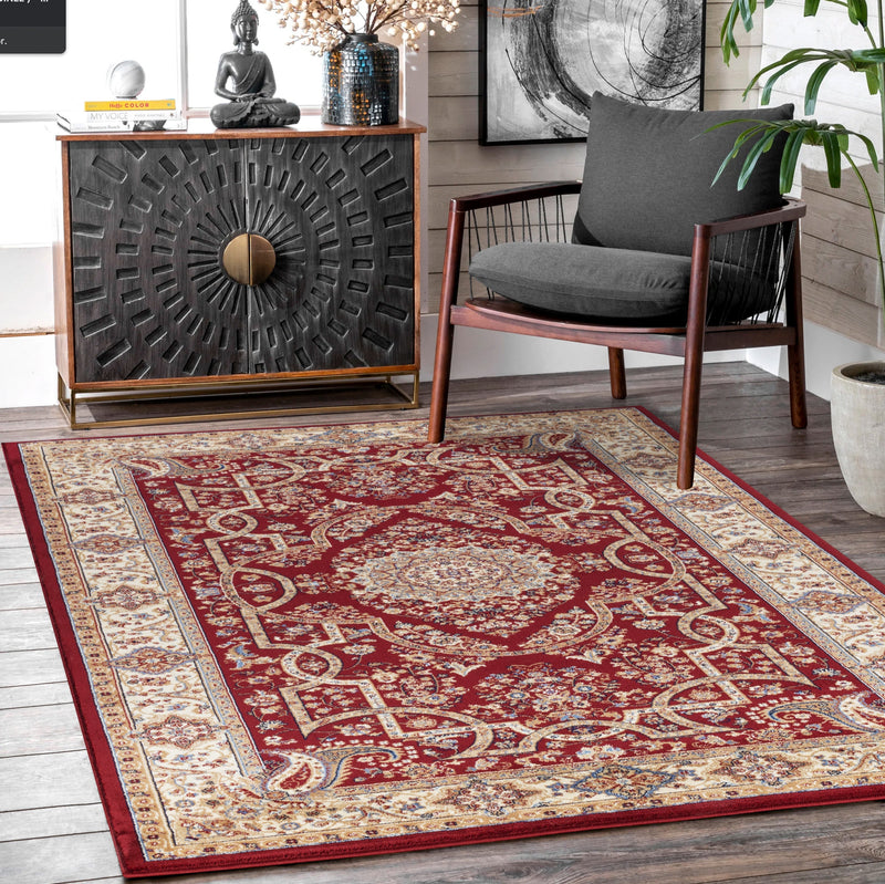 Roya Burgundy Medallion Oriental Area Rugs