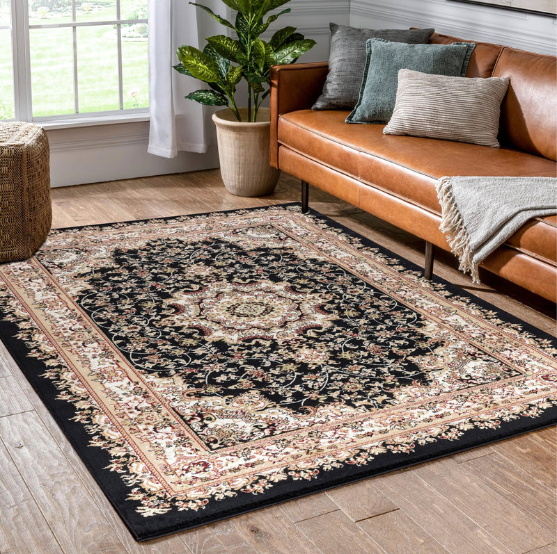 Yasmin Black Victorian Oriental Area Rugs