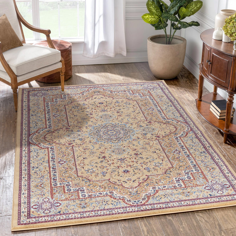 Parisa Beige Victorian Oriental Area Rugs