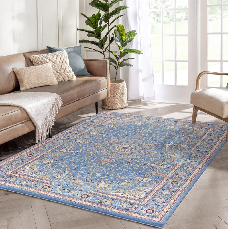 Maryam Blue Medallion Oriental Area Rugs