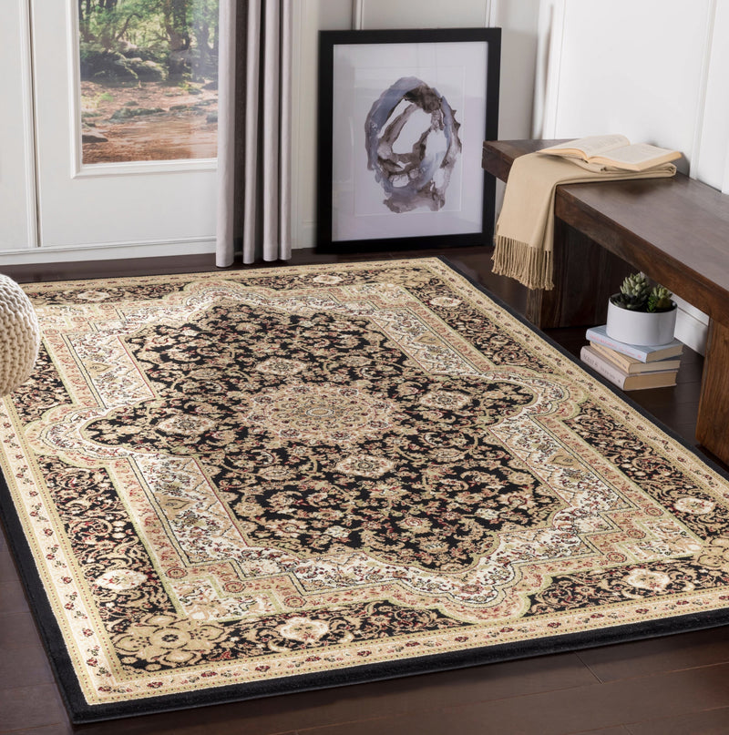 Parisa Black Victorian Oriental Area Rugs