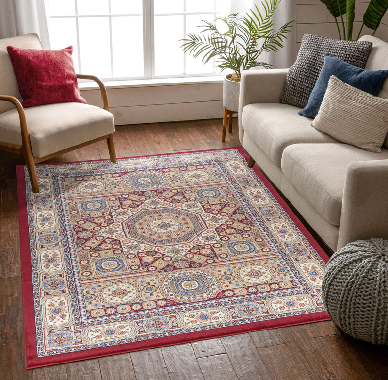 Farah Burgundy Medallion Oriental Area Rugs