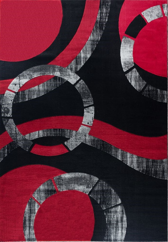 Madison Red Black Geometric Contemporary Area Rugs