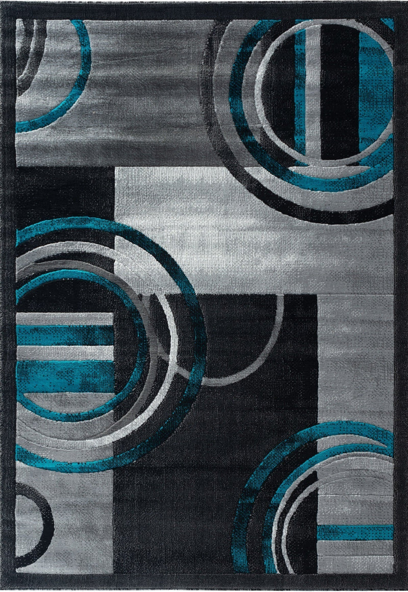 Mia Turquoise Circles Abstract Contemporary Area Rugs