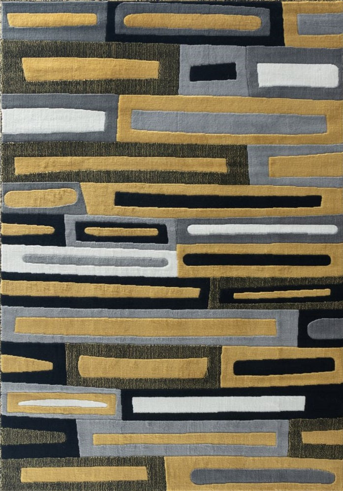 Sienna Yellow Geometric Contemporary Area Rugs