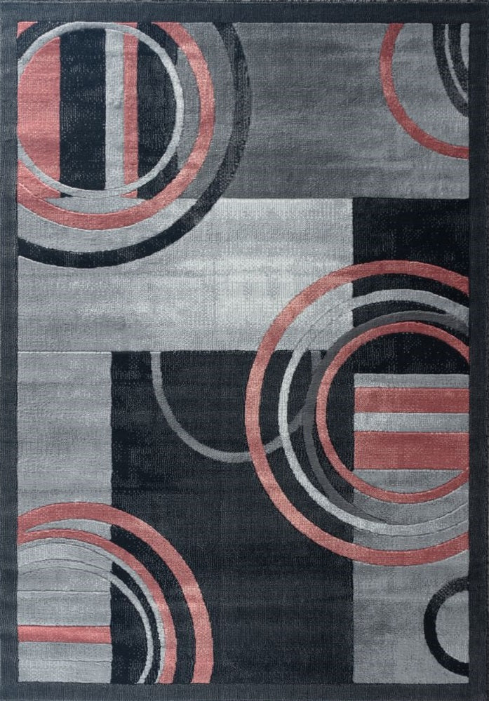 Mia Pink Circles Abstract Contemporary Area Rugs