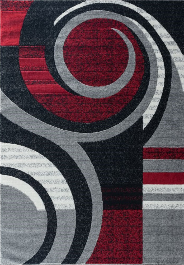 Avery Red Gray Abstract Contemporary Area Rugs