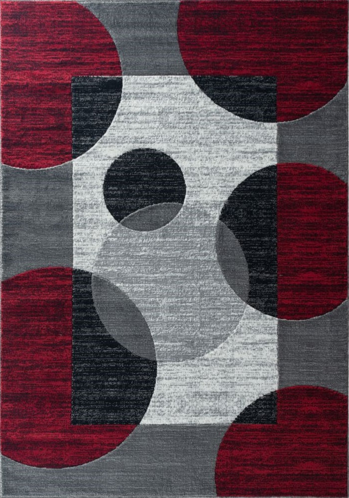 Addison Red Geometric Modern Area Rug