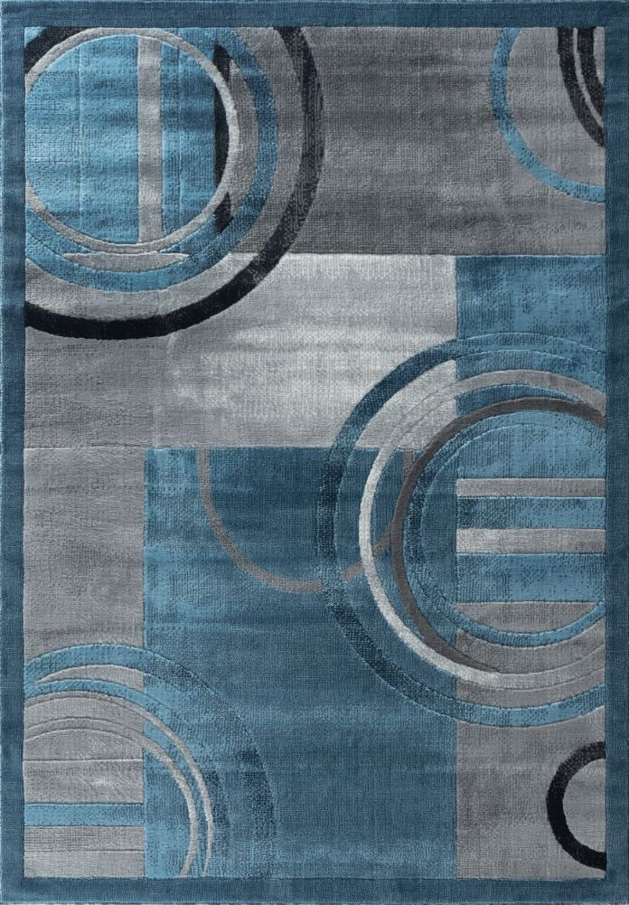 Mia Blue Geometric Contemporary Area Rugs