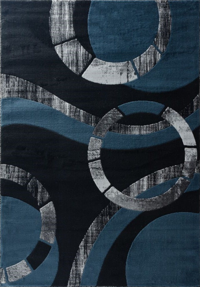 Madison Navy Blue Geometric Modern Area Rug