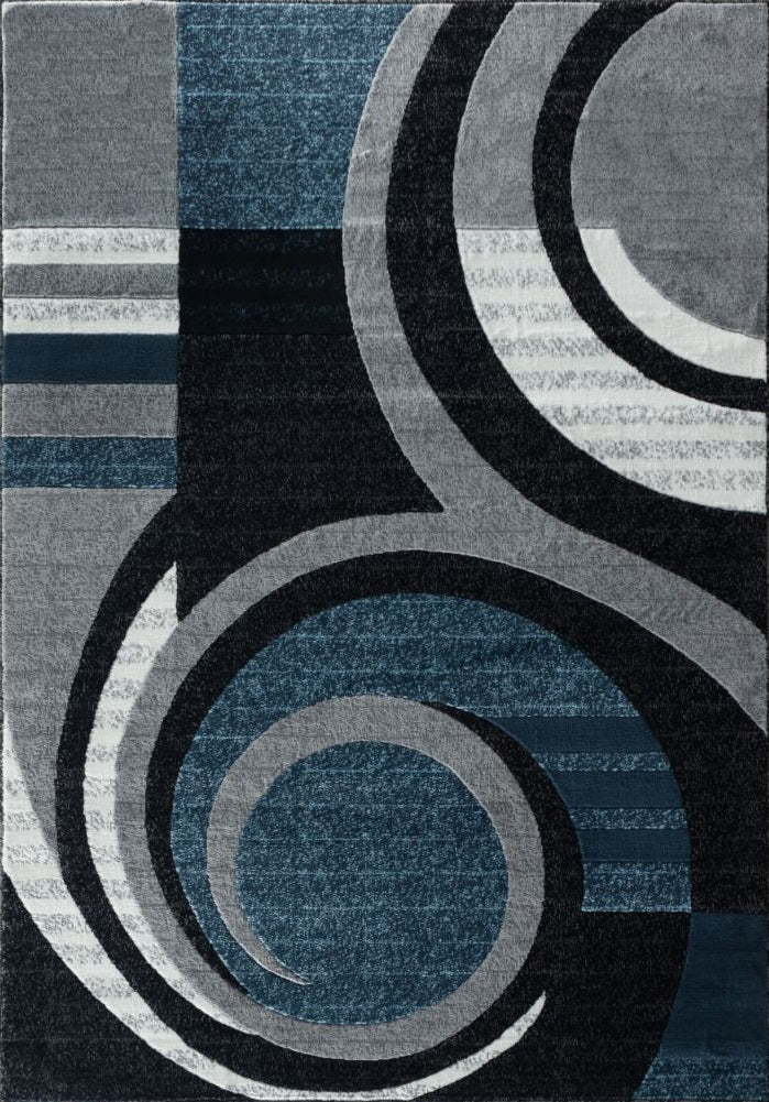 Avery Blue Abstract Contemporary Area Rugs