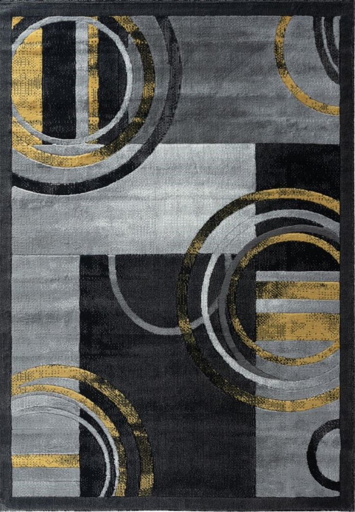 Mia Yellow Circles Abstract Contemporary Area Rugs