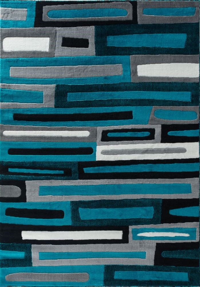 Sienna Turquoise Geometric Contemporary Area Rugs