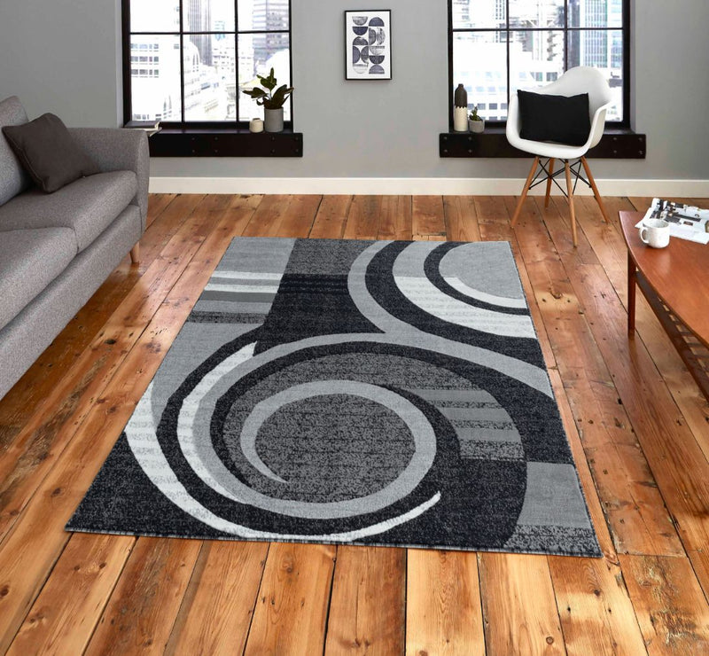 Avery Gray Abstract Contemporary Area Rugs