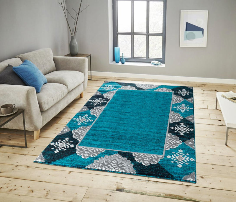 Eleanor Turquoise Abstract Contemporary Area Rugs