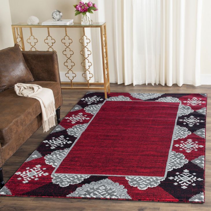 Eleanor Red Abstract Contemporary Area Rugs