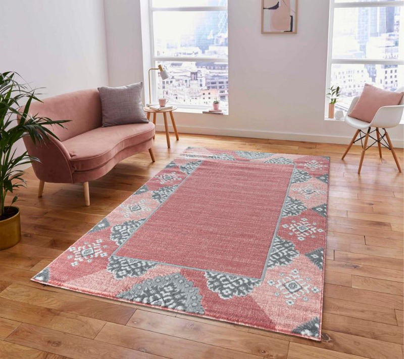 Eleanor Pink Abstract Contemporary Area Rugs