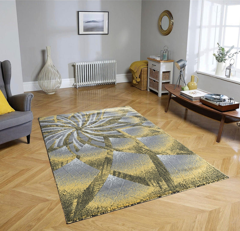 Charlotte Yellow Abstract Contemporary Area Rugs