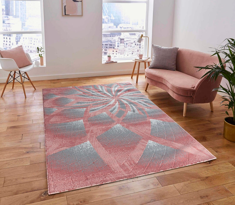 Charlotte Pink Abstract Contemporary Area Rugs