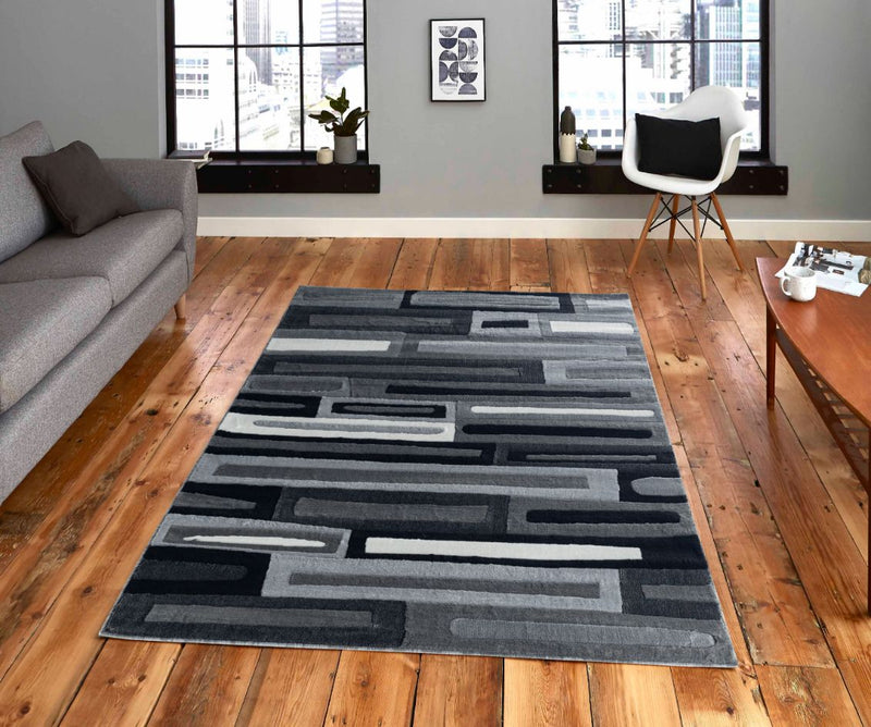 Sienna Gray Geometric Contemporary Area Rugs