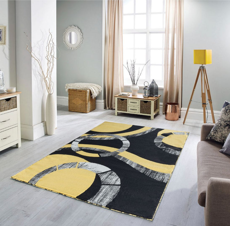 Madison Yellow Geometric Contemporary Area Rugs