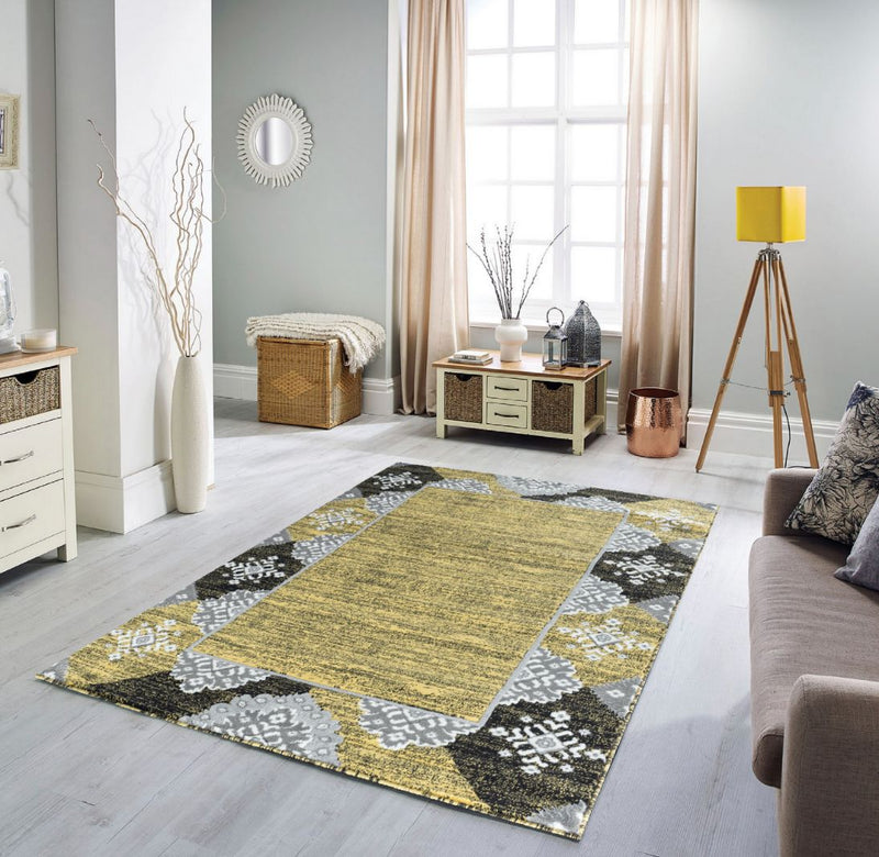 Eleanor Yellow Abstract Contemporary Area Rugs