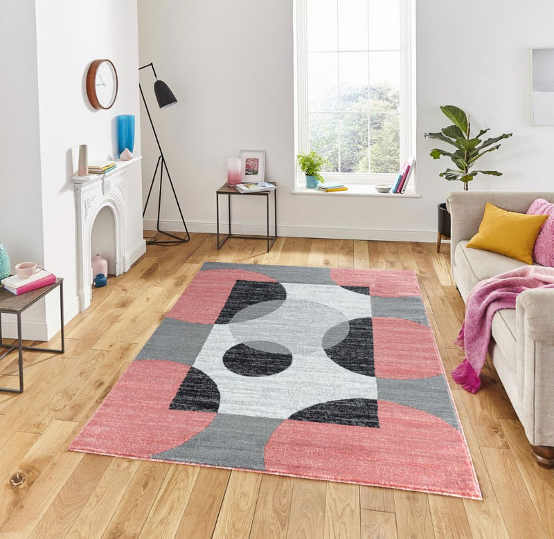 Addison Pink Geometric Modern Area Rug