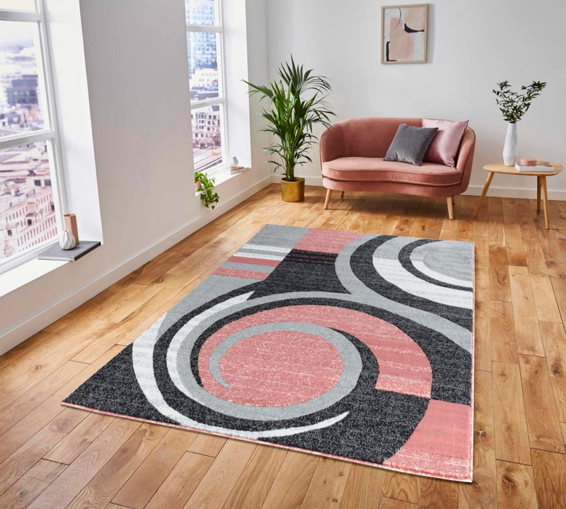 Avery Pink Abstract Contemporary Area Rugs