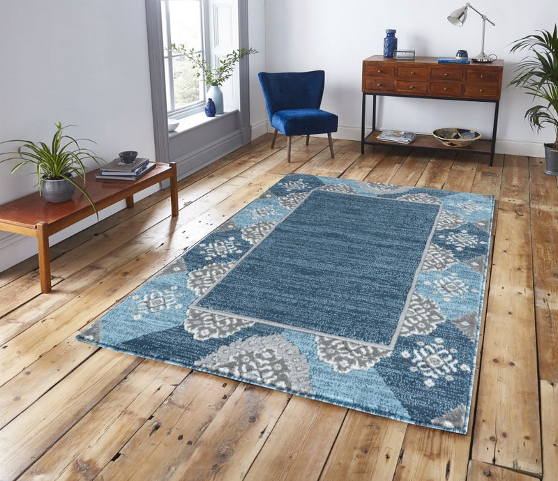 Eleanor Blue Abstract Contemporary Area Rugs