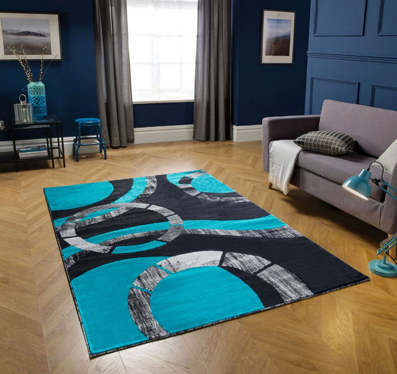 Madison Turquoise Geometric Modern Area Rug