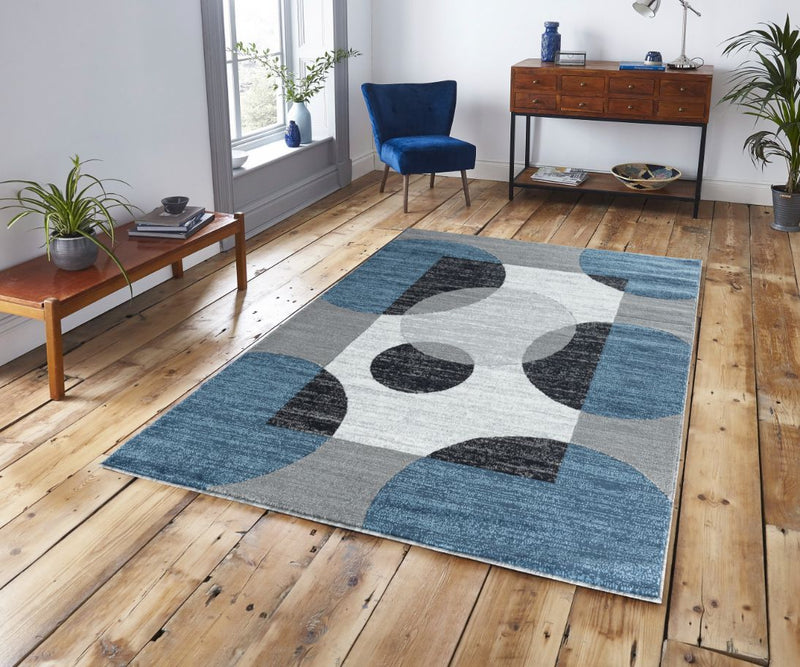 Addison Blue Geometric Modern Area Rug