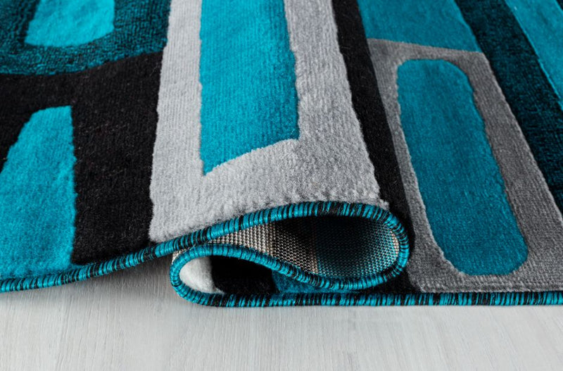 Sienna Turquoise Geometric Contemporary Area Rugs