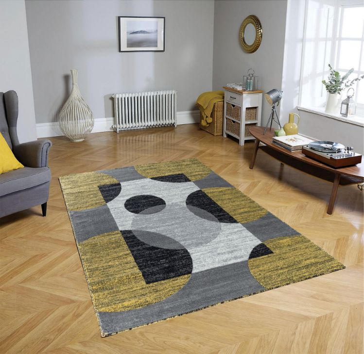 Addison Yellow Geometric Modern Area Rug